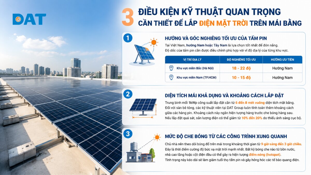 3 điều kiện kỹ thuật quan trọng cần thiết để lắp điện mặt trời trên mái bằng.jpg