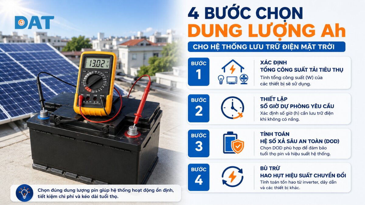 4 bước chọn dung lượng Ah cho hệ thống lưu trữ điện mặt trời.jpg