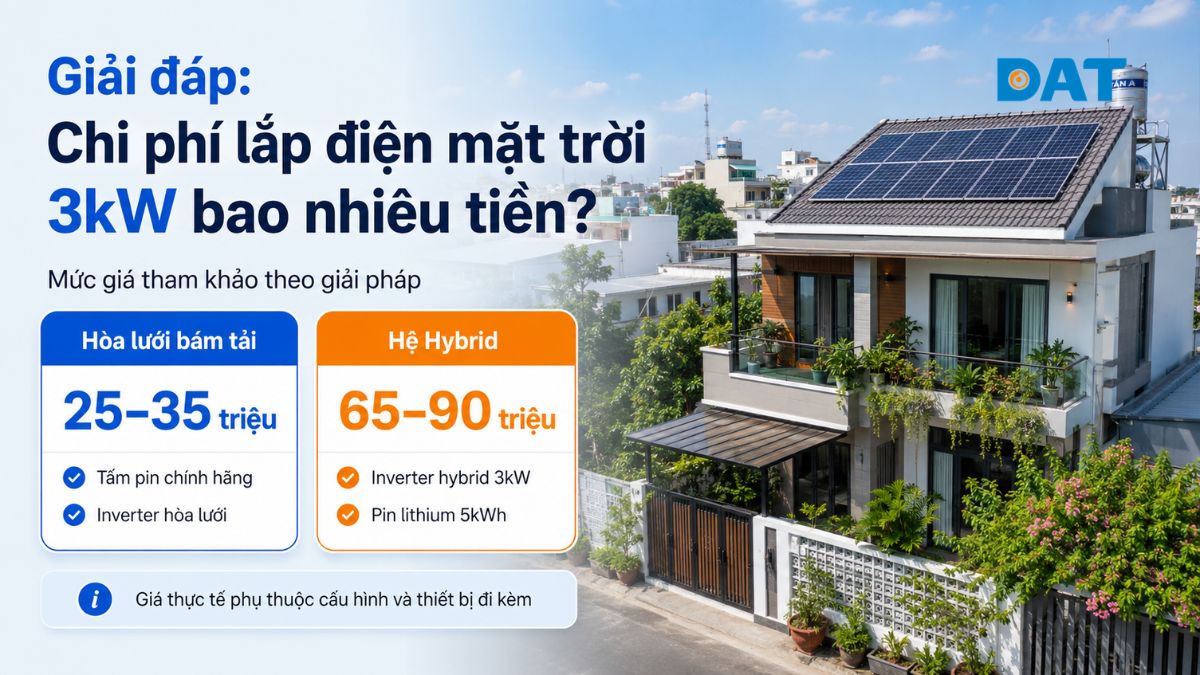 Giải đáp: Chi phí lắp điện mặt trời 3kw bao nhiêu tiền 2026?