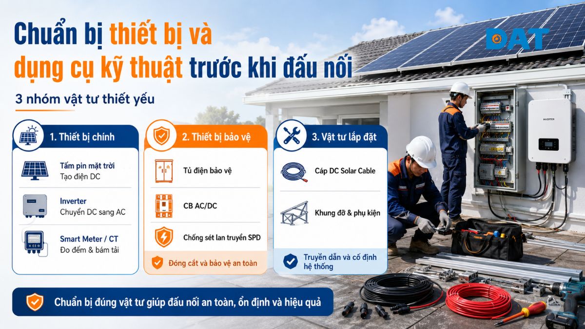 Chuẩn bị thiết bị và dụng cụ kỹ thuật trước khi hòa lưới điện mặt trời.jpg