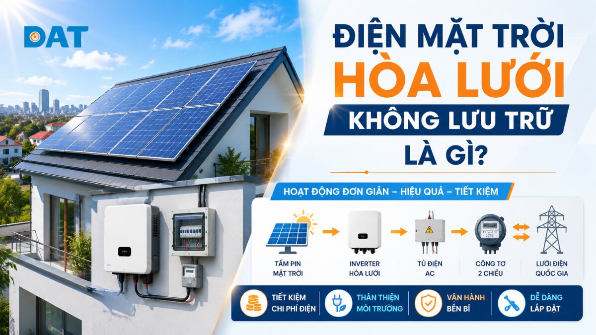 Điện mặt trời hòa lưới không lưu trữ là gì? Có nên lắp đặt trong năm 2026