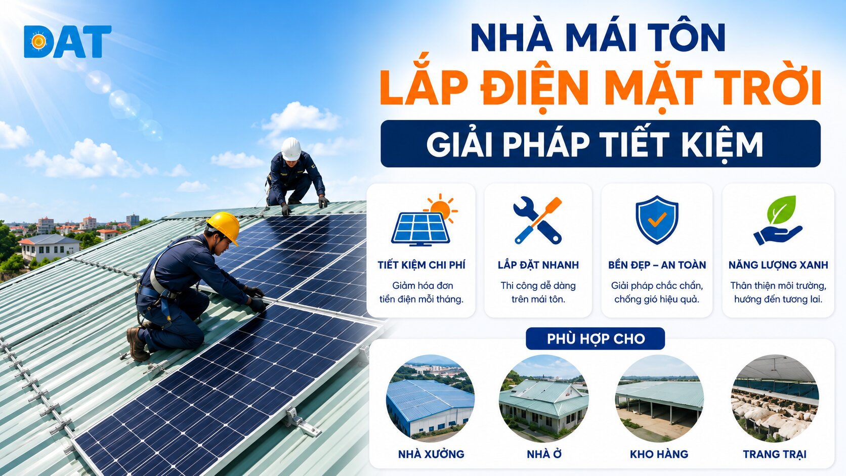 Giải đáp nhà mái tôn có phù hợp lắp điện mặt trời không?