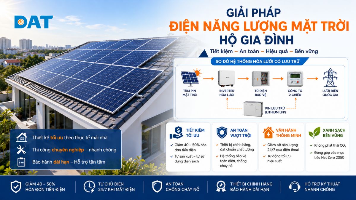 Giải pháp Điện năng lượng mặt trời hộ gia đình chi tiết 2026
