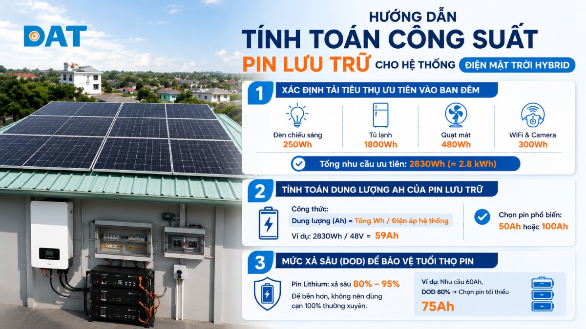 Hướng dẫn tính toán công suất pin lưu trữ cho hệ thống điện mặt trời Hybrid.jpg