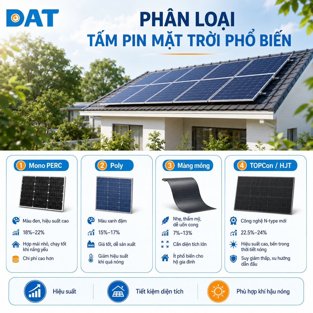 Phân loại tấm pin mặt trời