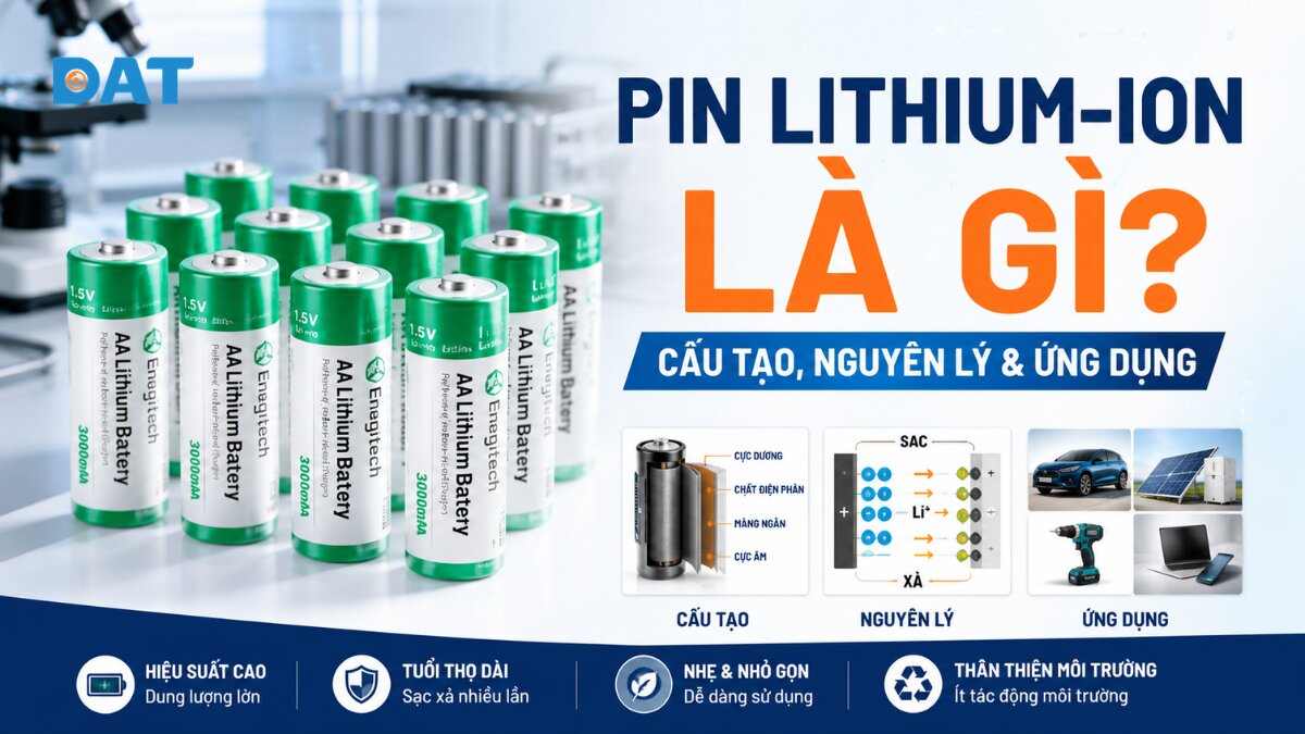 Pin Lithium-ion là gì? Cấu tạo, nguyên lý & ứng dụng