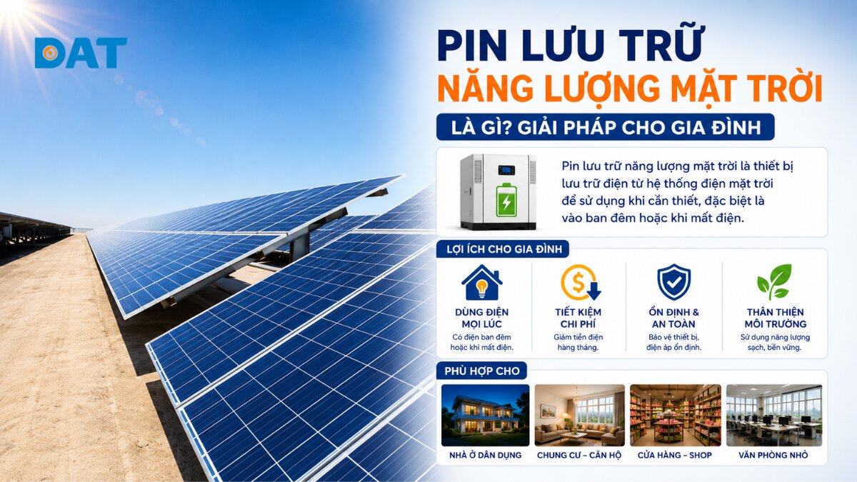 Pin lưu trữ năng lượng mặt trời là gì? Giải pháp cho gia đình