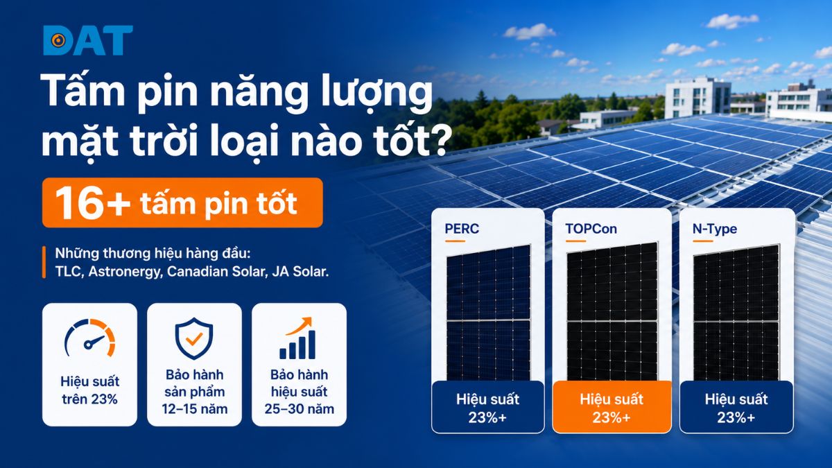 Tấm pin năng lượng mặt trời loại nào tốt? 16+ tấm pin tốt 2026